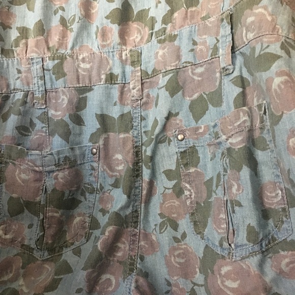 Vintage 90s rose floral button up short romper - Picture 9 of 9